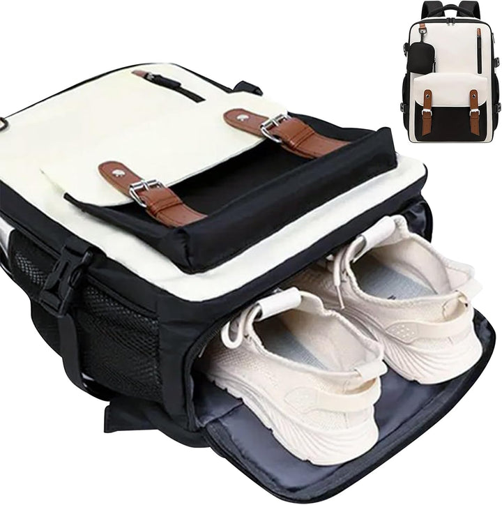 Zwarte unisex reisrugzak, grote capaciteit en waterdicht, ideaal voor reizen en outdoor avonturen.