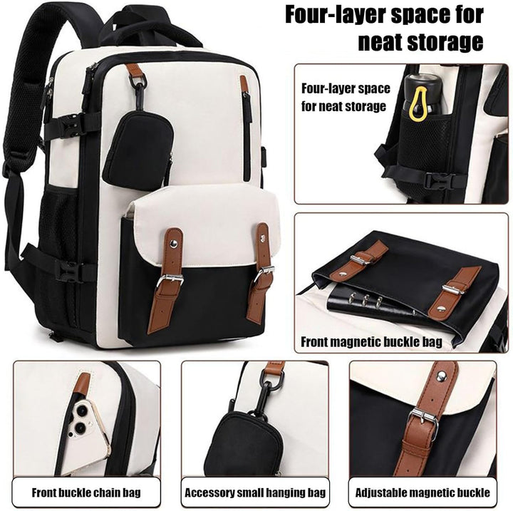 Grote capaciteit backpack met waterbestendige stof, comfortabel draagsysteem voor lange wandeltochten.