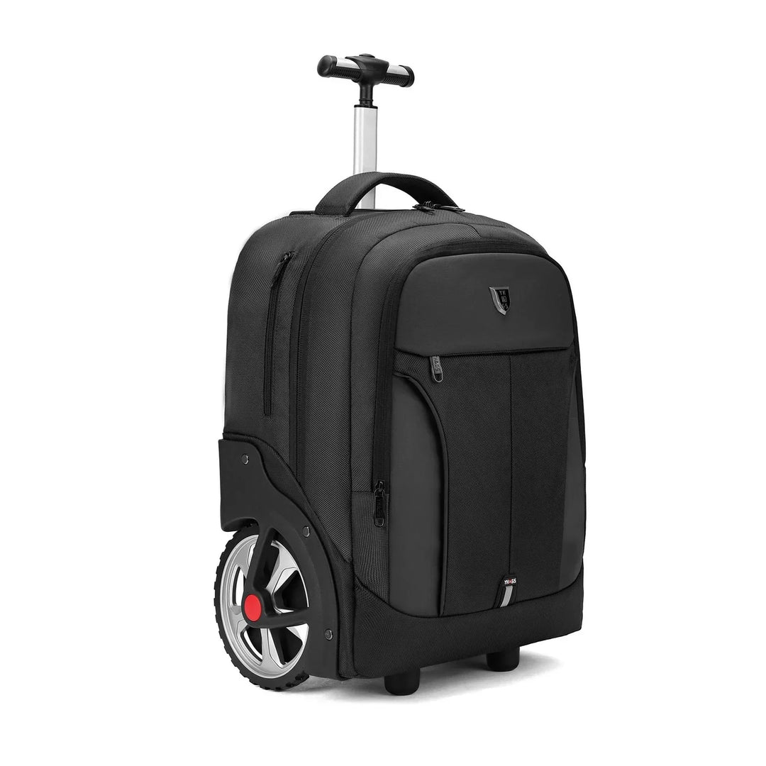 Stijlvolle zwarte laptoprugzak Helsinki, rolbaar, multifunctioneel en unisex. Perfect voor werk, reizen en handbagage.