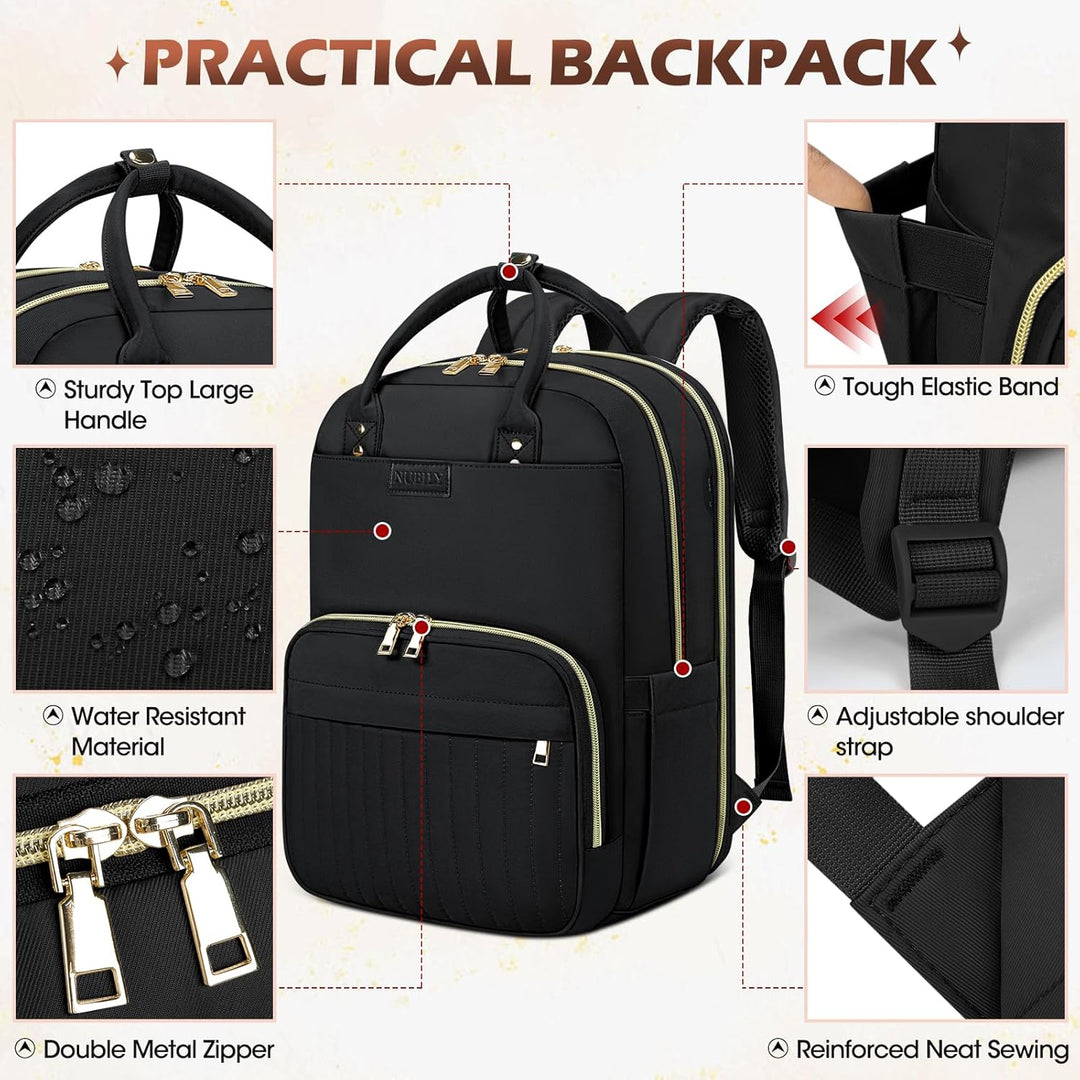 Waterbestendige dagrugzak met apart laptopvak, ideaal voor pendelen en als handbagage.
