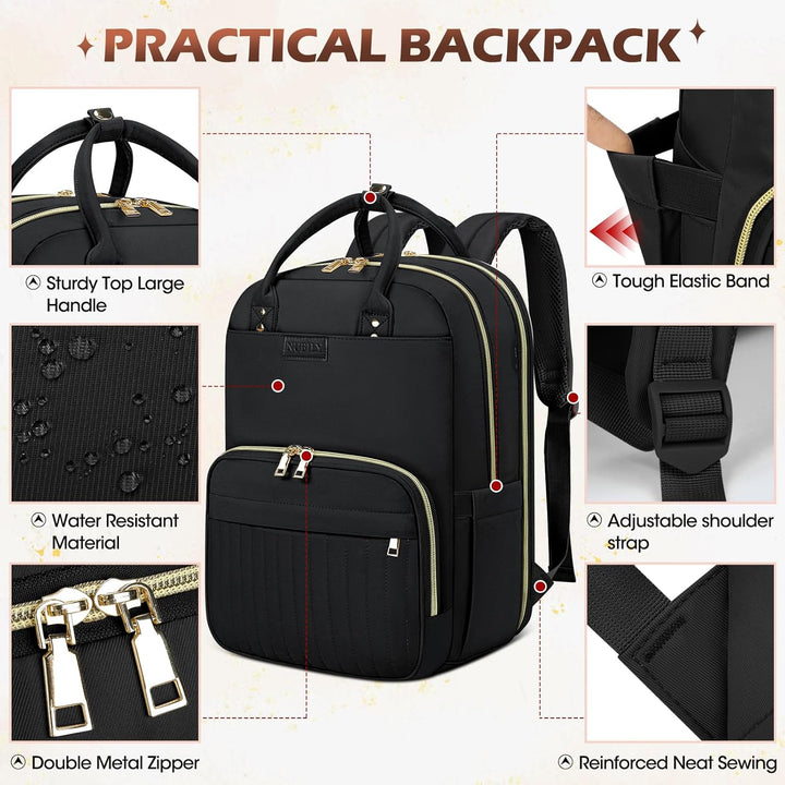 Waterbestendige dagrugzak met apart laptopvak, ideaal voor pendelen en als handbagage.