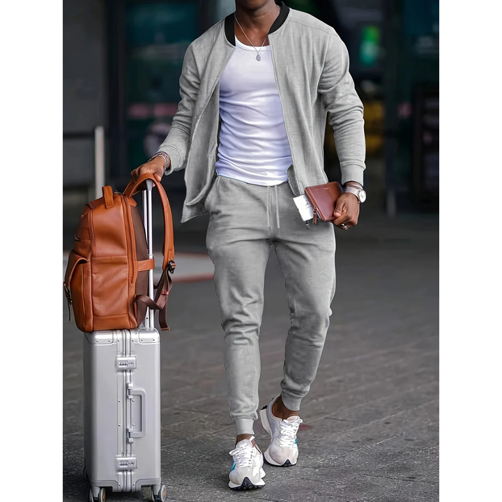 Heren tweedelige set, casual shirt en broek, comfortabel en stijlvol. Ideaal voor vrije tijd.