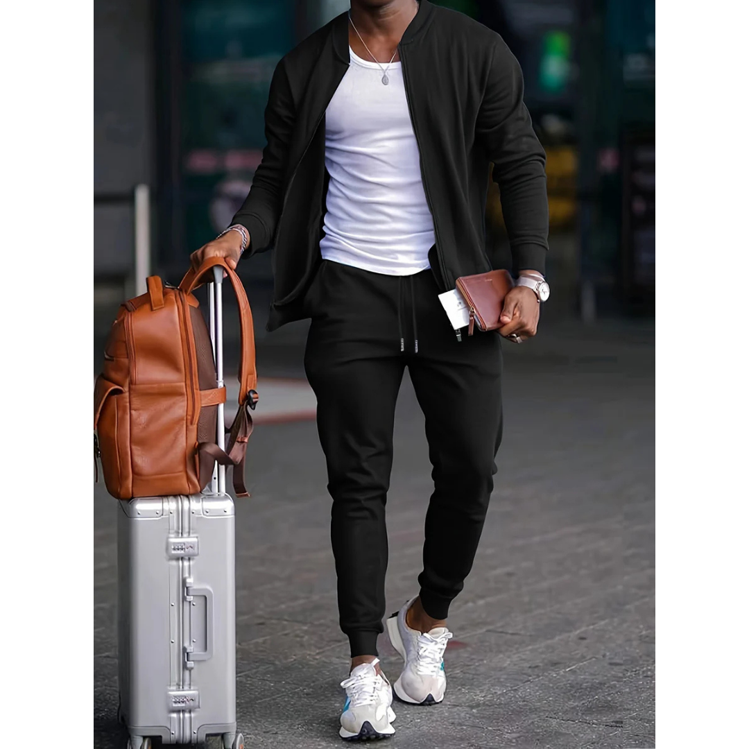 Heren tweedelige set, casual shirt en broek, comfortabel en stijlvol. Ideaal voor vrije tijd.
